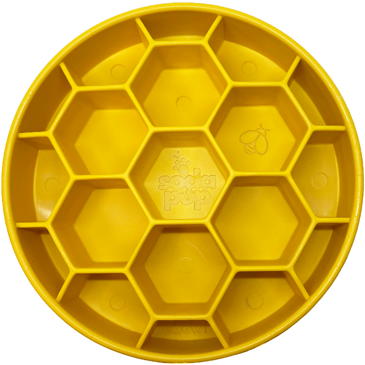 Deep honeycomb slow feeder dog bowl