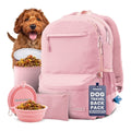 Dog travel backpack with bowls and a treat pouch