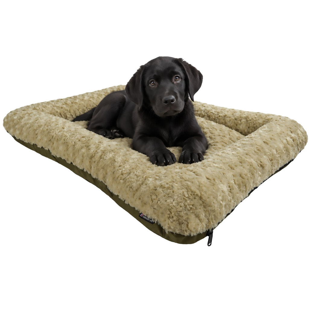 Washable bolster dog bed with raised sides