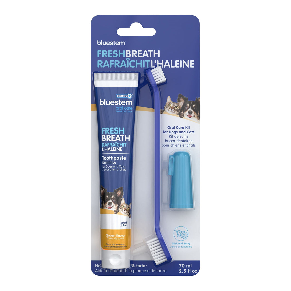 Dog and cat toothbrush kit with a finger brush