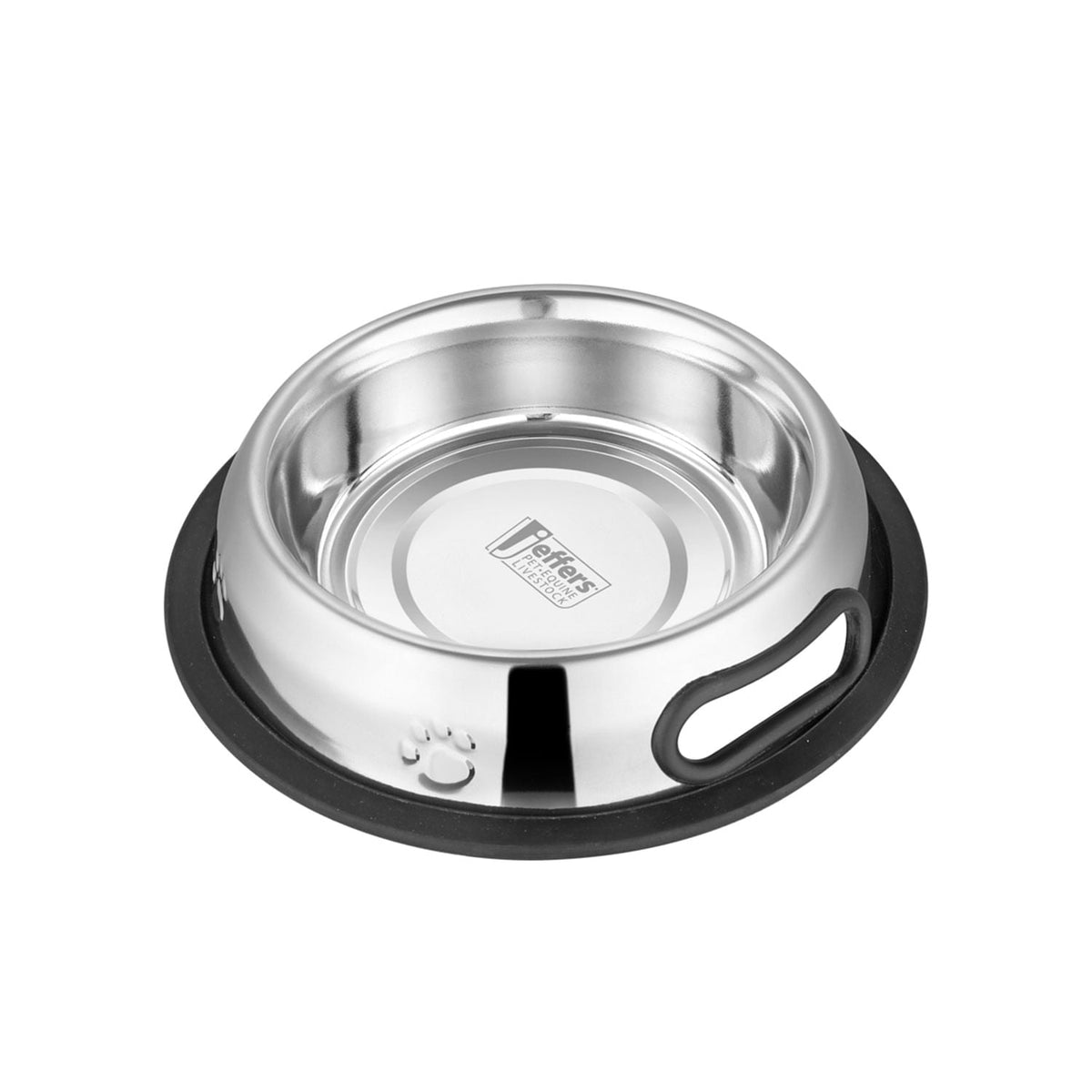 Stainless dog bowl with a rubber base